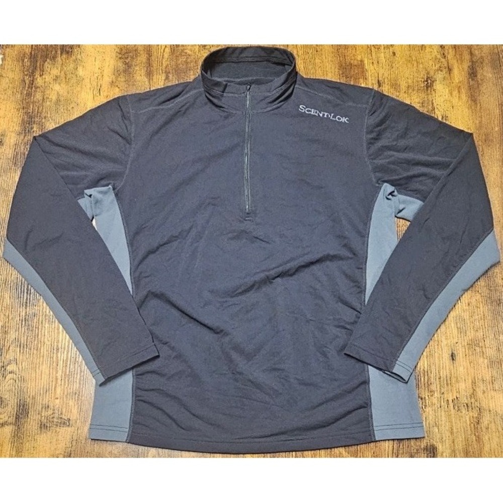 Scentlok 1/2 Zip PullOver Hunting Outdoor Black Long Sleeve Men's Size Large